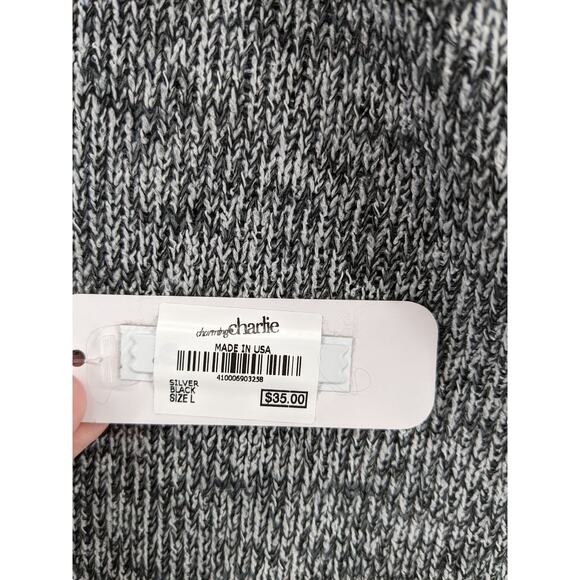 Charming Charlie Embroidered Sweater L Black Long Sleeve Accent Knit Tie in Back - Picture 4 of 10